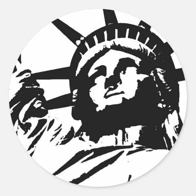 Pop Art Statue of Liberty Classic Round Sticker (Front)