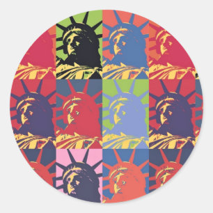 Pop Art Statue of Liberty Classic Round Sticker