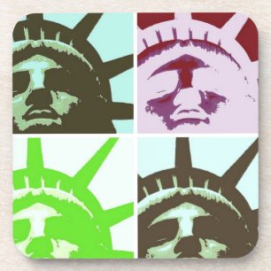 Pop Art Statue of Liberty Close Up Coaster
