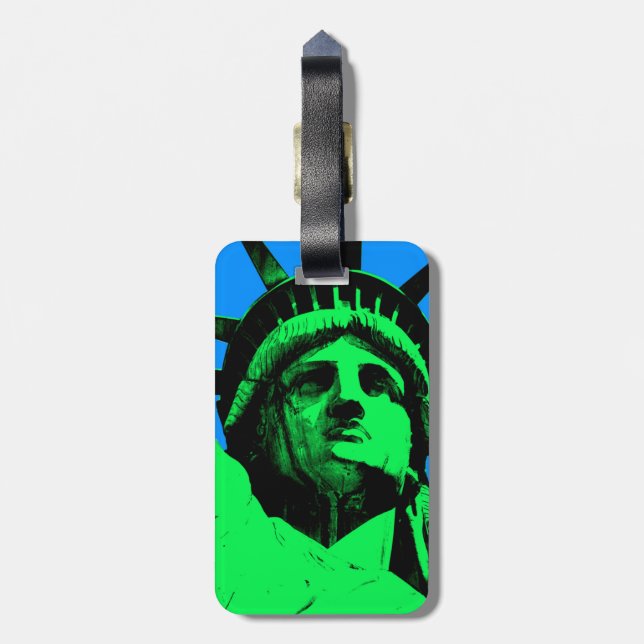 Pop Art Statue of Liberty Luggage Tag (Back Vertical)