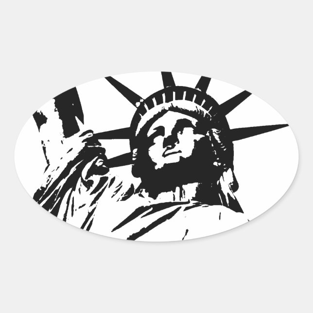 Pop Art Statue of Liberty Oval Sticker (Front)