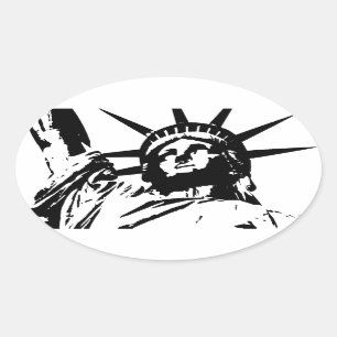 Pop Art Statue of Liberty Oval Sticker
