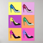 Pop Art Stiletto Pumps / Shoes / Heels Poster<br><div class="desc">Poster in a "Glorification of the Stiletto": Pop art rendering of the beloved stiletto pump</div>
