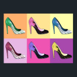 Pop Art Stiletto Pumps / Shoes / High Heels Poster<br><div class="desc">"Glorification of the Stiletto": Pop art rendering of the beloved stiletto pump</div>