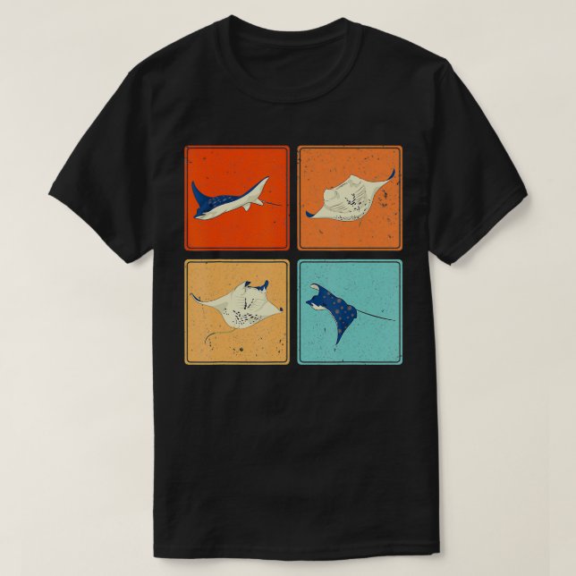 Pop Art Stingray Aquarium Animal Scuba Diver Ocean T-Shirt (Design Front)