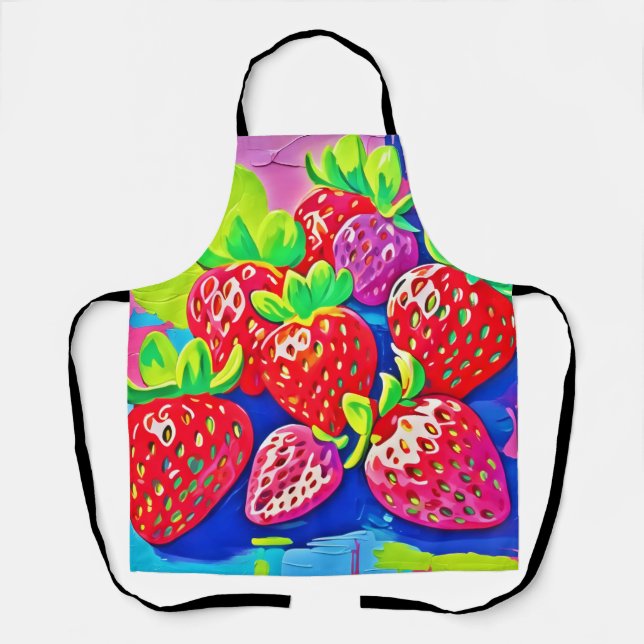 Pop Art Strawberries Apron (Front)