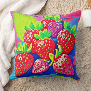 Pop Art Strawberries Cushion