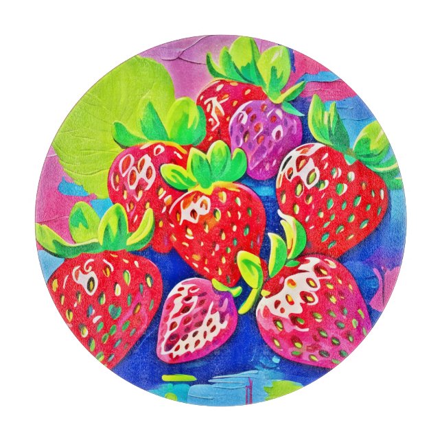 Pop Art Strawberries Cutting Board (Front)