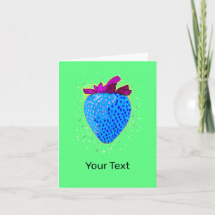 Pop Art Strawberry Blue Note Card