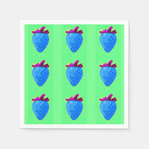 Pop Art Strawberry Blue Pattern Napkin