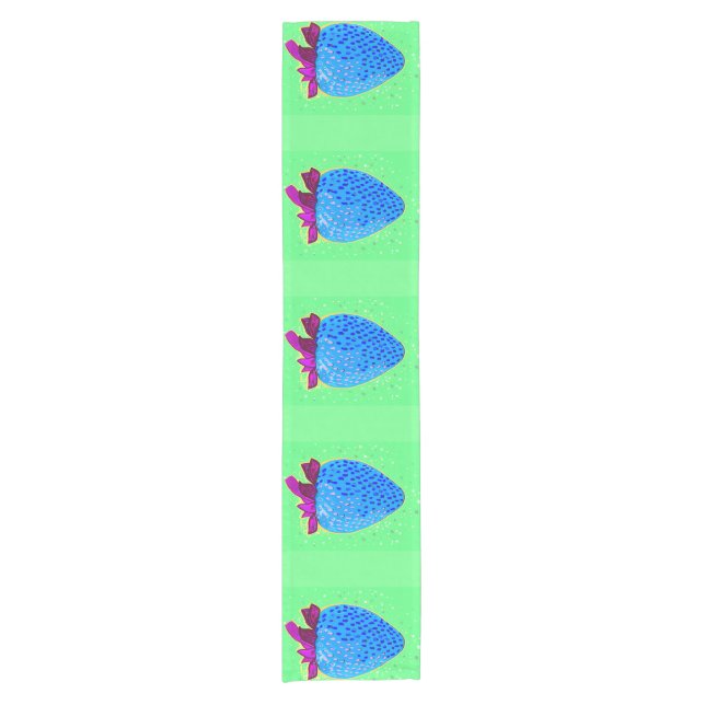 Pop Art Strawberry Blue  Short Table Runner (Front)