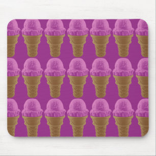 Pop Art Strawberry Ice Cream Cone Mouse Mat
