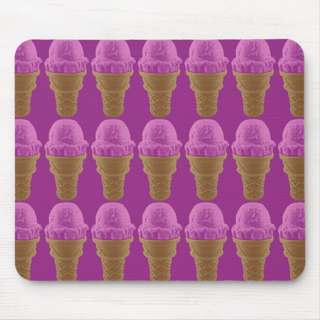 Pop Art Strawberry Ice Cream Cone Mouse Mat (Front)