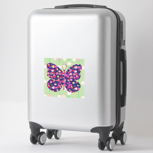 Pop Art Style Butterfly on Vintage Look Sticker (Suitcase)