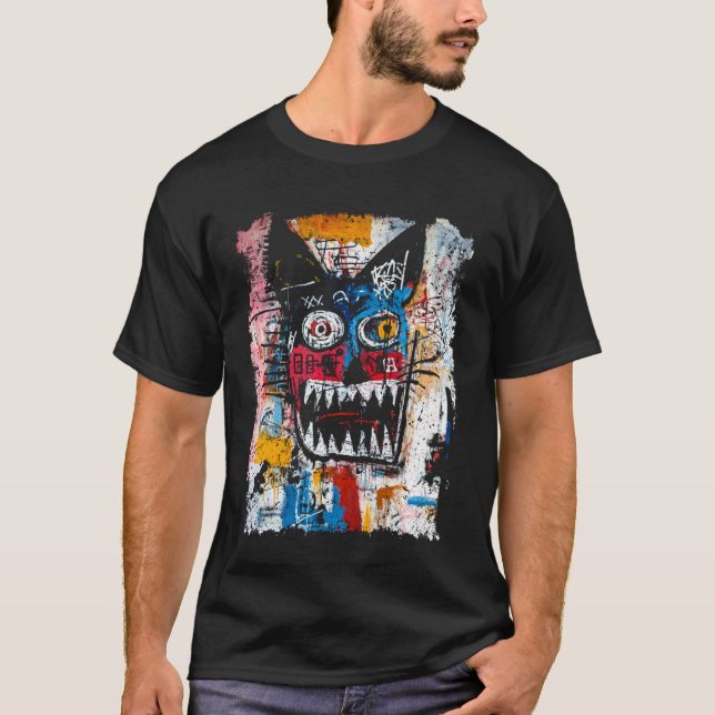 Pop Art Style Cat 90s Graffiti T-Shirt (Front)