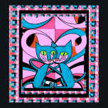 Pop Art Style Cats, Art Print, Maximalist Décor Poster<br><div class="desc">Enjoy this 60s pop art two cats, in pink, rose, and blue. Great for people who enjoy maximalist decor, cat wall art. You can personalize this design with a monogram, name, or photos. Contact the designer for special requests or assistance. © Copyright 2023 P.D., Patterns & Paintings & Graphics. All...</div>