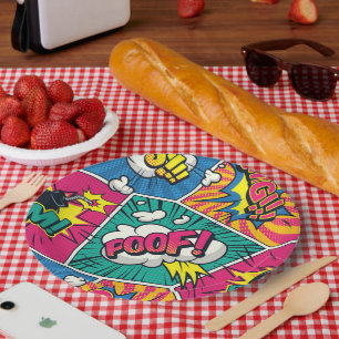 Pop Art Style - Explosive Retro Comic Blast Paper Plate