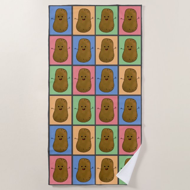 Pop Art Style Potato Beach Towel (Front)