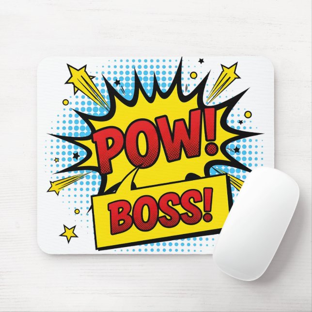 Pop Art Style POW BOSS Modern Professional Mouse Mat (With Mouse)