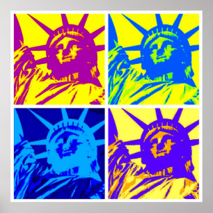 Pop Art Style Statue of Liberty Four Colour Poster