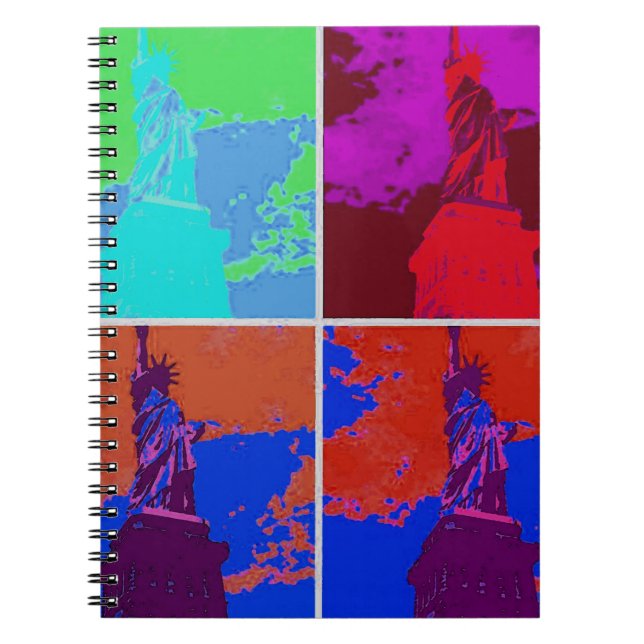Pop Art Style Statue of Liberty Notebook (Front)