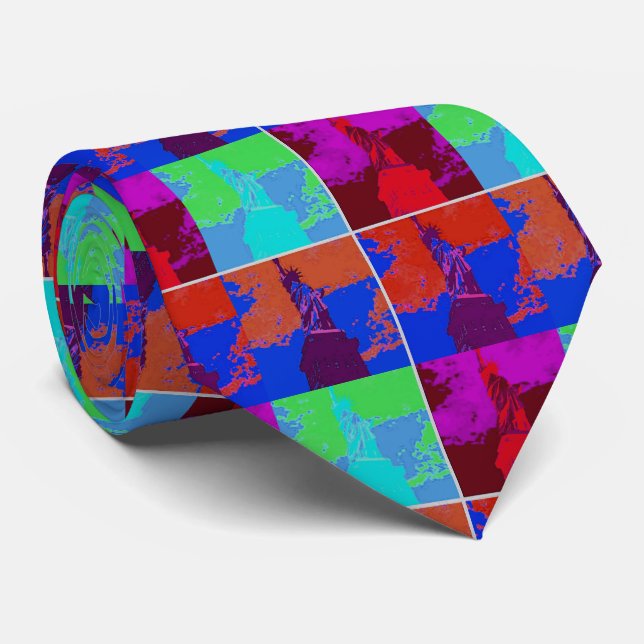 Pop Art Style Statue of Liberty Tie (Rolled)