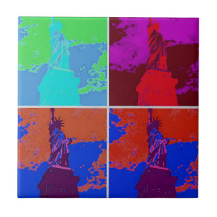 Pop Art Style Statue of Liberty Tile
