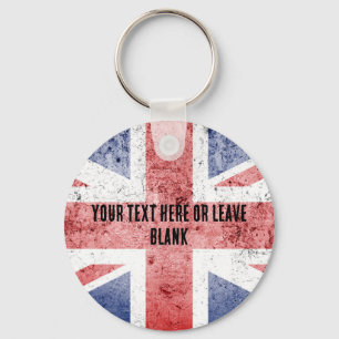 Pop-art style Union Jack design. Customize text Key Ring