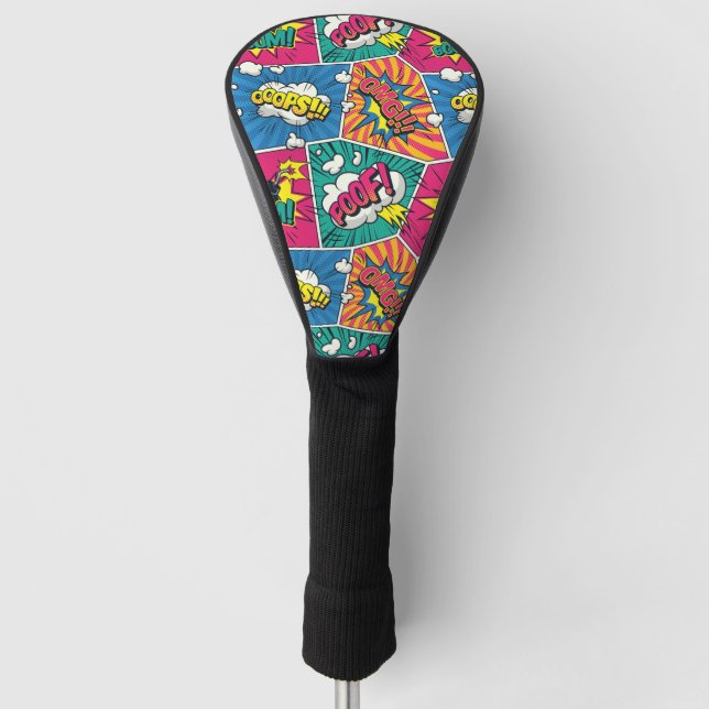 Pop Art Style - Whimsical Retro Comic Explosion Golf Head Cover (Front)