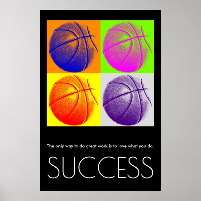 Pop Art Success Motivational Basketball Trendy Poster (Front)