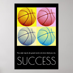 Pop Art Success Motivational Basketball Trendy Poster