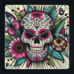 Pop Art Sugar Skull Square Wall Clock<br><div class="desc">Pop Art Sugar Skull Square Wall Clock It's time to show off your favourite art, photos, and text with a custom round wall clock from Zazzle. Featured in two sizes, this wall clock is vibrantly printed with AcryliPrint®HD process to ensure the highest quality display of any content. Order this custom...</div>