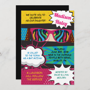 POP ART SUNGLASSES RETRO Bat Mitzvah Invitation
