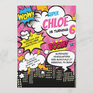 Pop Art Super Hero Birthday Invitation