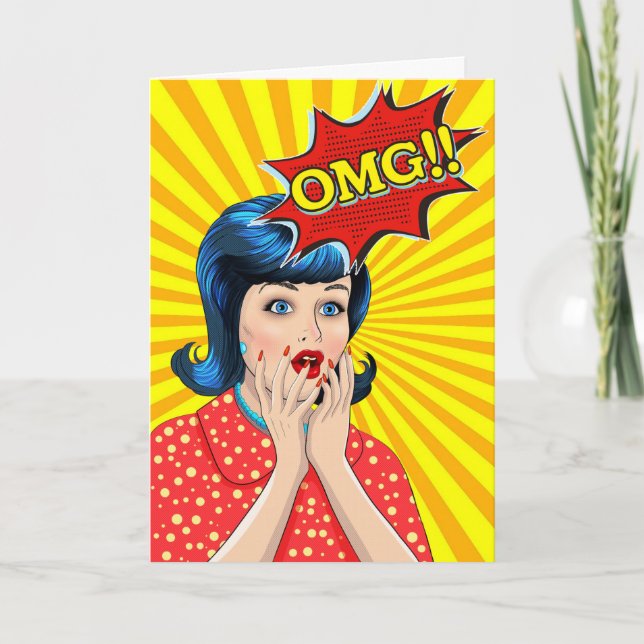 Pop Art Surprised Woman Birthday You Look Fabulous Card (Front)