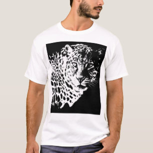 Pop Art Template Animals Leopard Head Modern Mens T-Shirt