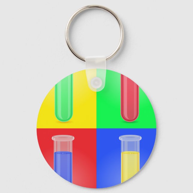 Pop Art Test Tubes Science Chemistry Laboratory Key Ring (Front)