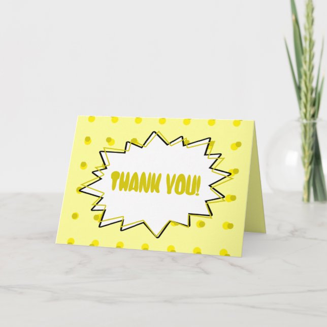 Pop Art Thank You Card - Yellow Halftone (Front)