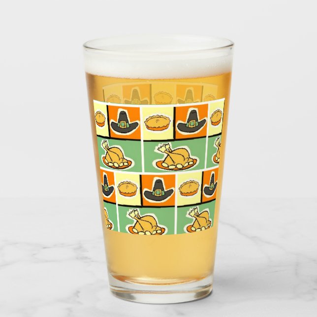 Pop Art Thanksgiving Dinner Glass (Front Filled)