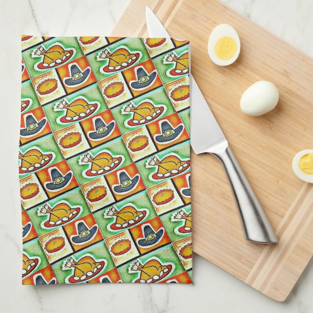 Pop Art Thanksgiving Dinner Towel (Quarter Fold)