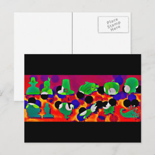 Pop Art Thanksgiving Silhouettes Holiday Postcard