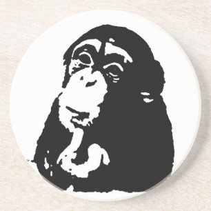 Pop Art Thinking Chimpanzee Coaster