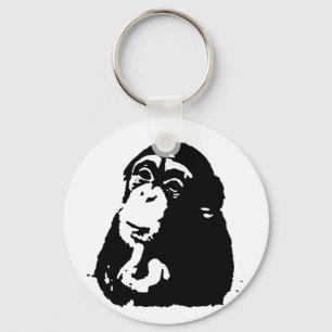 Pop Art Thinking Chimpanzee Key Ring