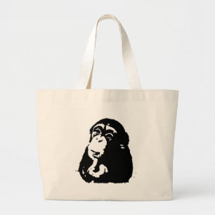 Pop Art Thinking Chimpanzee Large Tote Bag