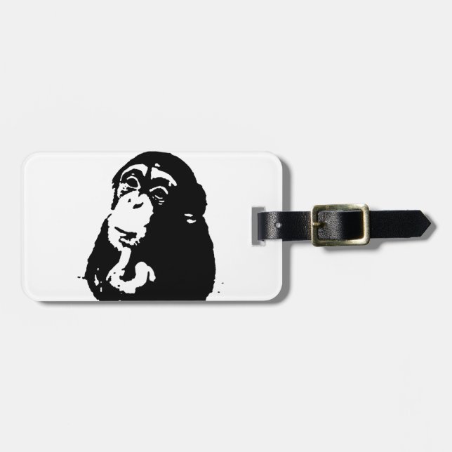 Pop Art Thinking Chimpanzee Luggage Tag (Front Horizontal)