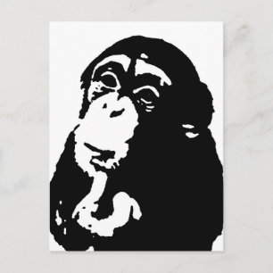 Pop Art Thinking Chimpanzee Postcard