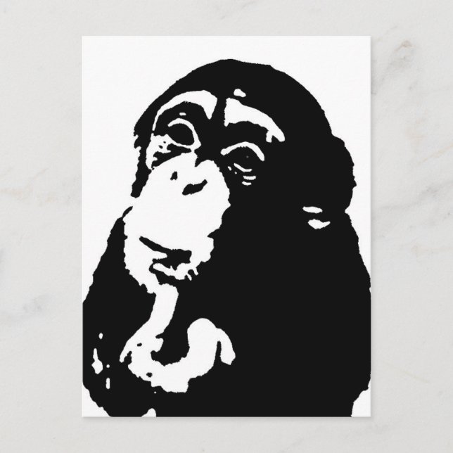 Pop Art Thinking Chimpanzee Postcard (Front)