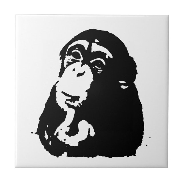 Pop Art Thinking Chimpanzee Tile (Front)