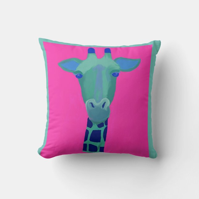 Pop Art throw pillow Green giraffe (Front)