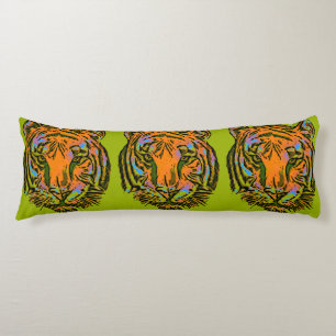 Pop Art TIGER HEAD + your backgr. & ideas Body Cushion